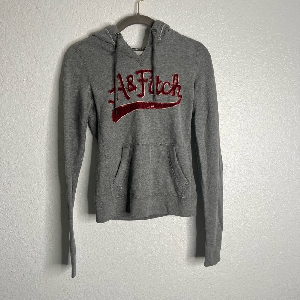 NWT Y2K Abercrombie and Finch Grey and Maroon Hoodie XS